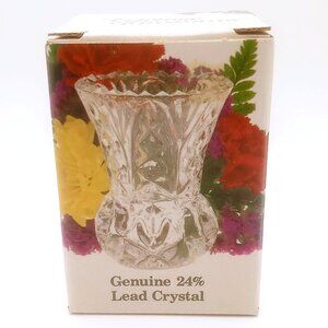 Lifetime Treasures Genuine 24% Lead Crystal Bud Vase 3.75" Vintage New In Box
